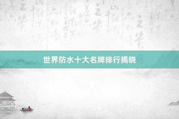 世界防水十大名牌排行揭晓